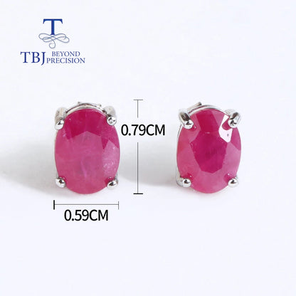 Natural Ruby oval 6*8mm gemstone simple & classic design earring 925 sterling silver jewelry for girls & lady gift
