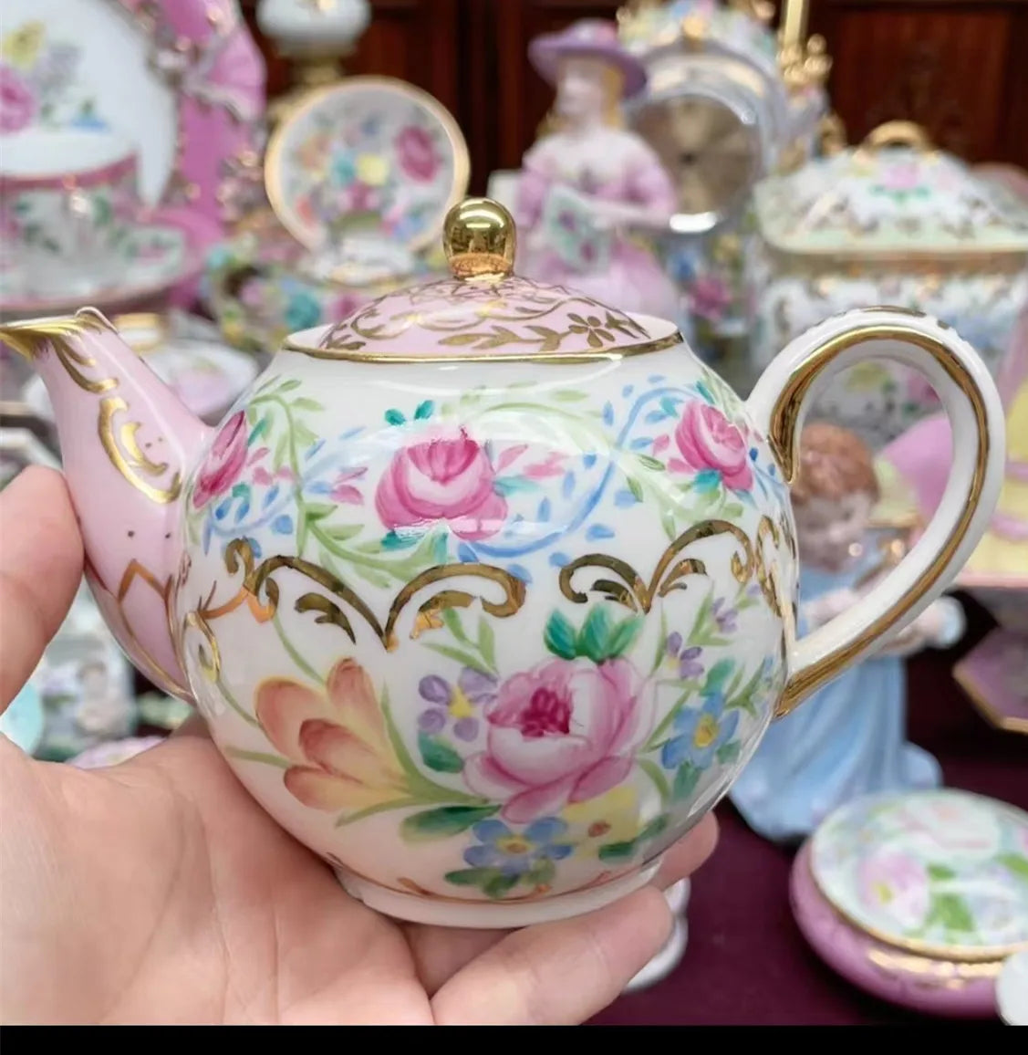 Ceramics Flower Jewelry Storage Box Vase Teapot Flower Basket Jewelry Case Storage Jewelry Organizer Display Home Decor Ornament