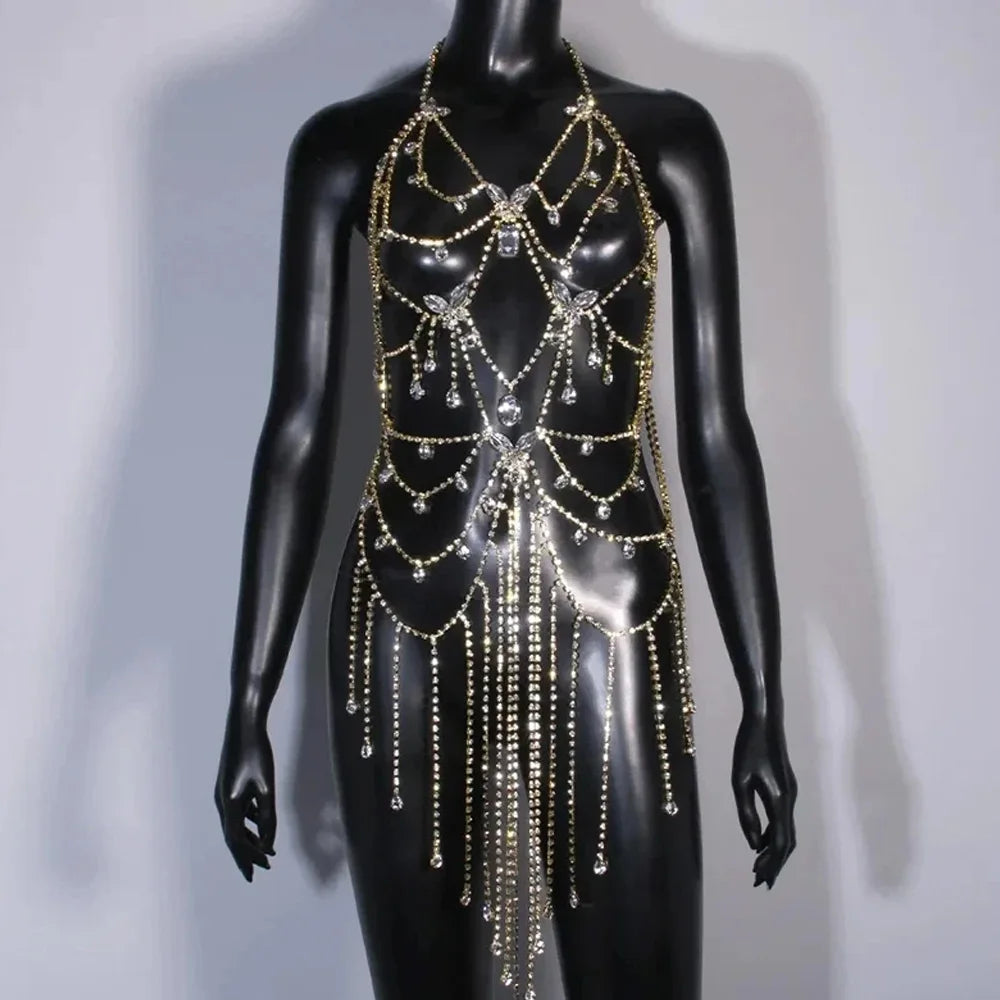 Fringed Butterfly Skirt Top Women Bra Jewelry Dress Rhinestone New Summer Pendant Bathing Sexy Bodysuit Panties Swim Bikini 2024