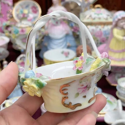 Ceramics Flower Jewelry Storage Box Vase Teapot Flower Basket Jewelry Case Storage Jewelry Organizer Display Home Decor Ornament