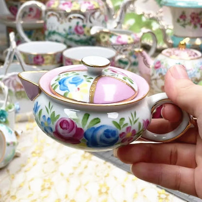 Ceramics Flower Jewelry Storage Box Vase Teapot Flower Basket Jewelry Case Storage Jewelry Organizer Display Home Decor Ornament