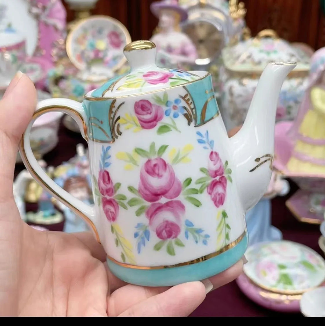 Ceramics Flower Jewelry Storage Box Vase Teapot Flower Basket Jewelry Case Storage Jewelry Organizer Display Home Decor Ornament